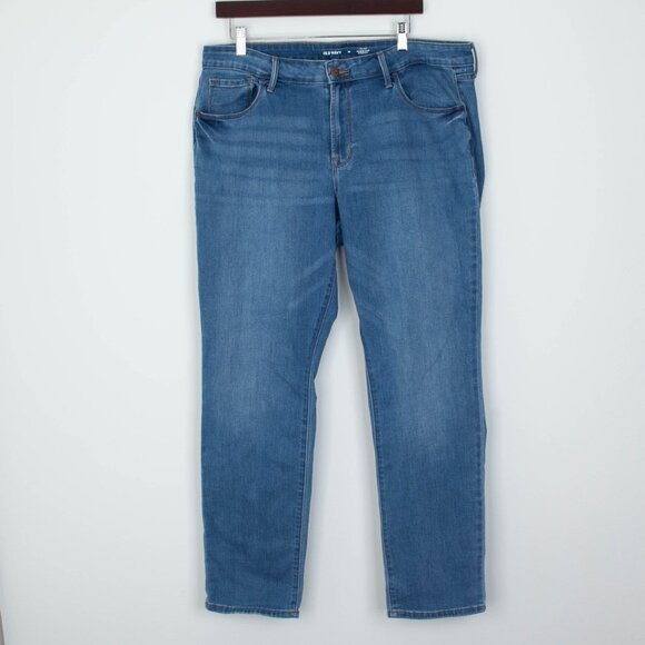 Old Navy Womens Power Slim Straight Mid Rise Denim Jeans Size 16 Blue Essential - Picture 1 of 6